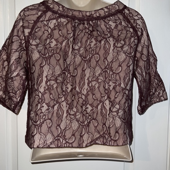 Moth Lace Shrug/sweater/jacket with Cream Underlay - Picture 3 of 5